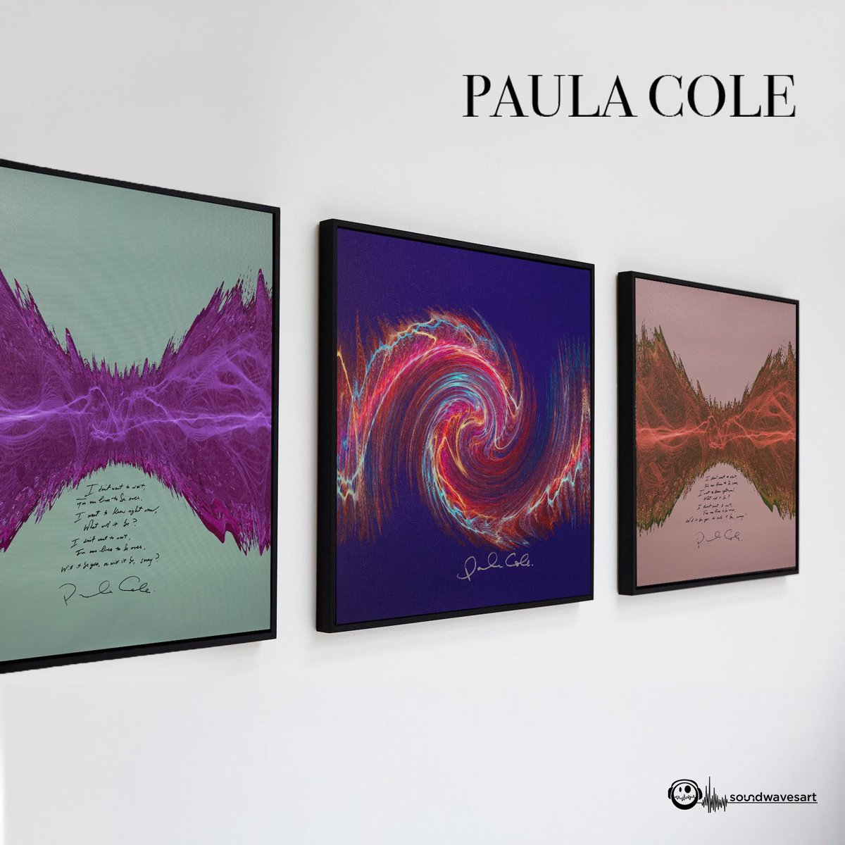 paulacolemusic's tweet photo. I’m releasing a small exclusive collection of @Soundwaves_Art prints created from the sound waves of “I Don’t Want To Wait” & “Strong Beautiful Woman.” Each is signed by me to support #WellspringHouse a North Shore of MA organization close to my heart. https://t.co/smrPi8J1gf https://t.co/3IpstHGlEa