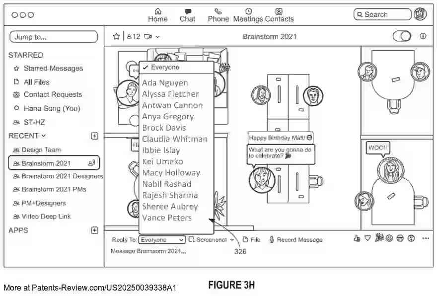 PatentPulse's tweet image. #Zoom&apos;s new patent appl. #US20250039338A1 reveals a &quot;SPATIAL CHAT VIEW&quot; for enhanced messaging. It offers a spatial chat UI with virtual backgrounds and spatialized visuals, reflecting physical locations of participants. #SpatialChat #VirtualBackground $ZM #PatentApplication