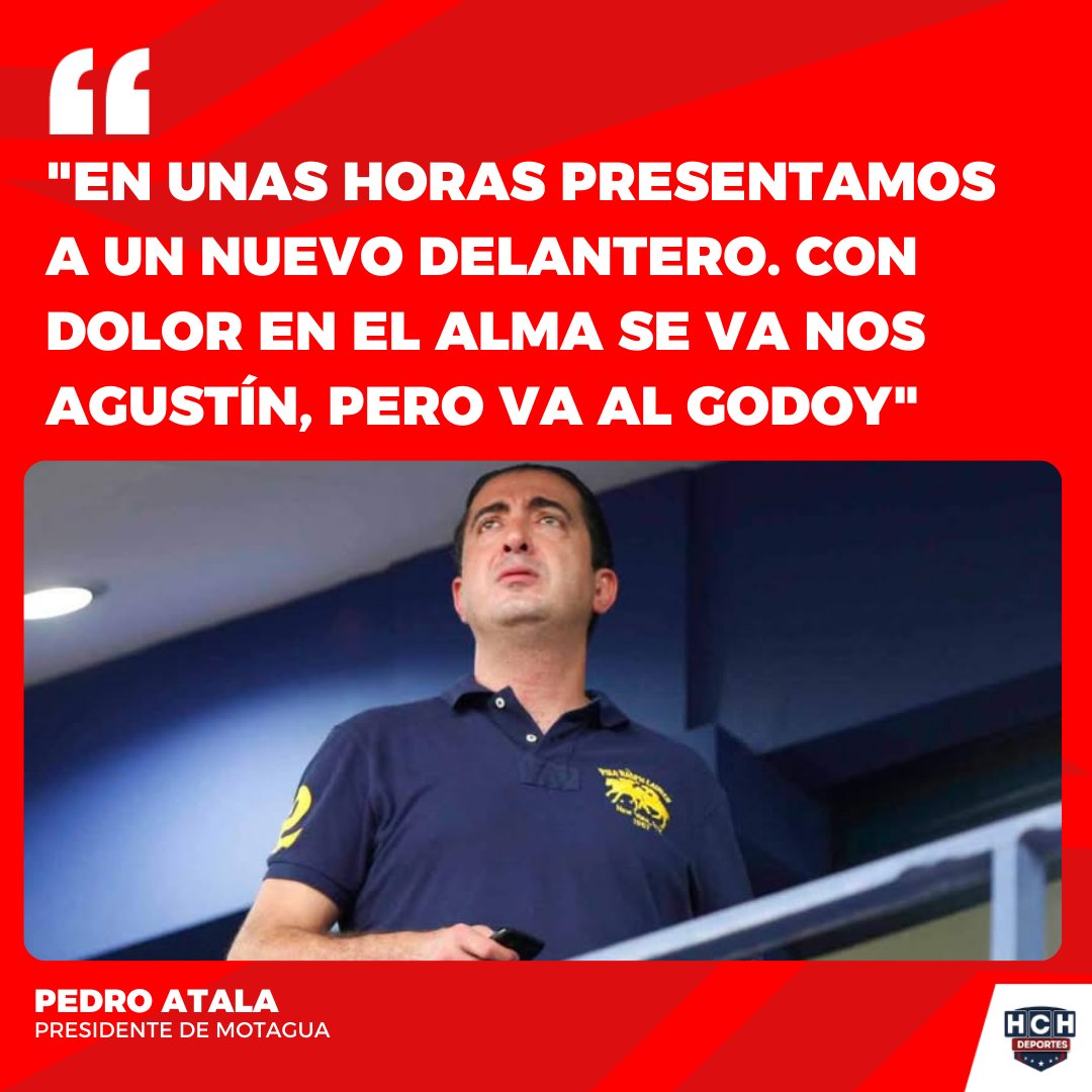 #HCHDeportes | ⏰TIC TAC... TIC TAC...⏰ El Presidente de Motagua, Pedro Atala, nos confirmó que dentro de poco será oficializado el nuevo delantero de los Azules.  "El sueño de Agustín era salir, además había una cláusula. Auzmendi para al Godoy Cruz, la primera división de