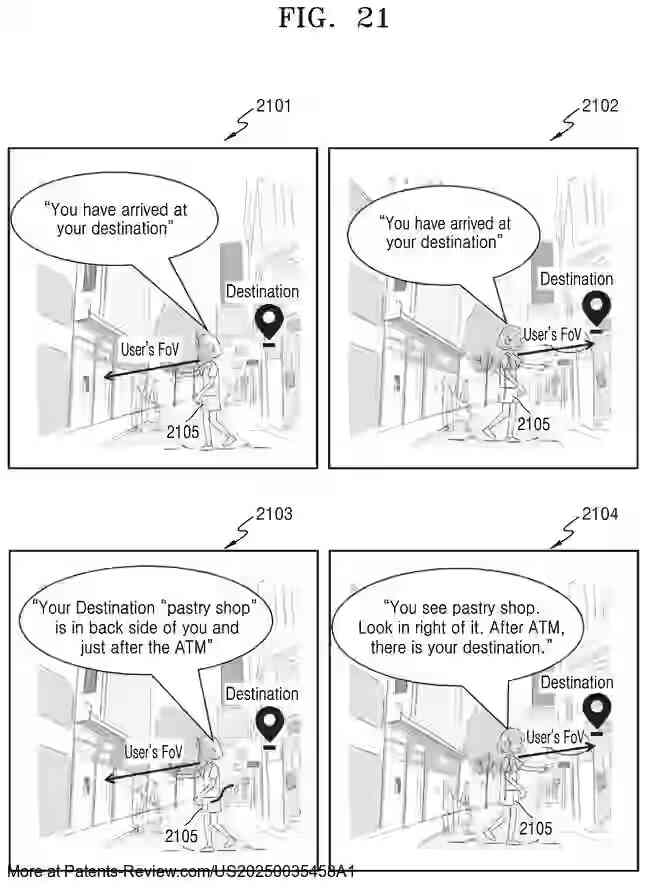 PatentPulse's tweet image. New patent application #US20250035458A1 from #SamsungElectronics explores voice-based navigation. It involves using sensors to determine user FoV and PoIs, then generating responses for navigation. #VoiceNavigation $SSNLF