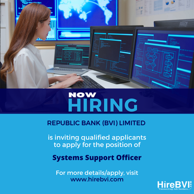 HireBvi's tweet image. Republic Bank (BVI) Limited is hiring a Systems Support Officer. 

For more details/apply visit:
hirebvi.com/job/systems-su… 

#hirebvi #bvi #bvijobs #bviemployment #jobsearch #jobhunt #hiring #nowhiring #jobs #careers #employment#vacancy #job #jobseeking #caribbeanjobs #buildingbvi