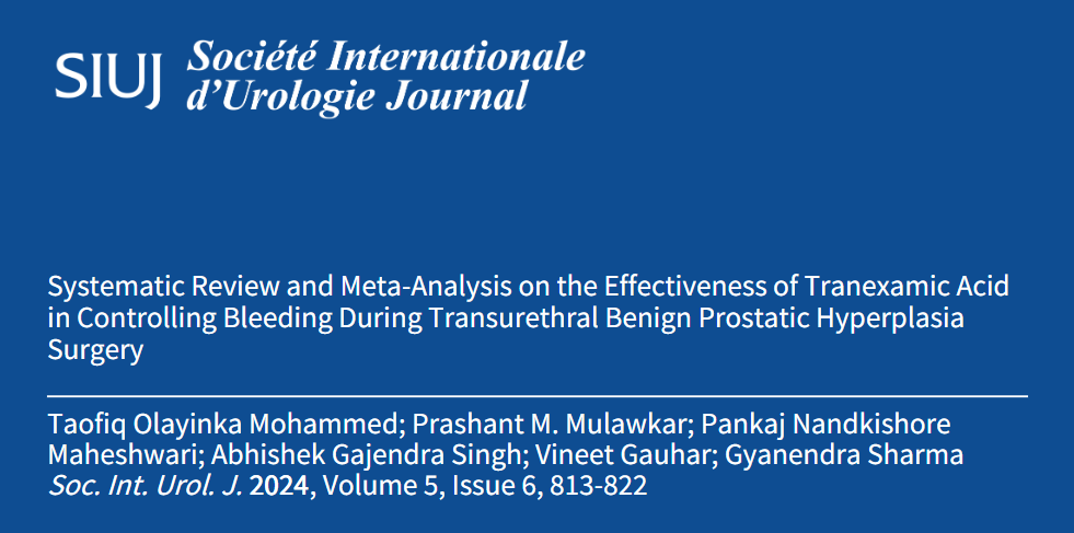 SIU_Journal's tweet photo. In this systematic review, the authors assess the efficacy and safety of tranexamic acid in reducing bleeding during transurethral #benign #prostatic #hyperplasia surgery.
#OpenAccess #Journal #Urology
🔗 to Full Article: https://t.co/ruXFz5goAU
📰 Latest Issue: https://t.co/4Q1I9NqGRz
@SIU_urology @pcvblack @SpiessPhilippe @LysCampeauMD @trwherrmann @DrHWoo @jteoh_hk @AmandaSJChung