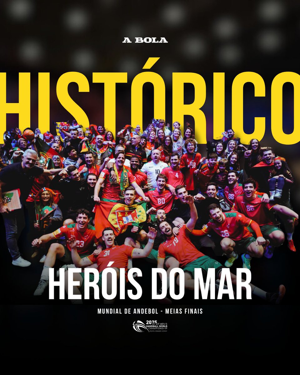 FIZEMOS HISTÓRIA 🇵🇹

Muito obrigado, Heróis do Mar! Vocês são GIGANTES! 🇵🤩

Vamos ao bronze 💪

#PortugalAndebol #HeroisDoMar