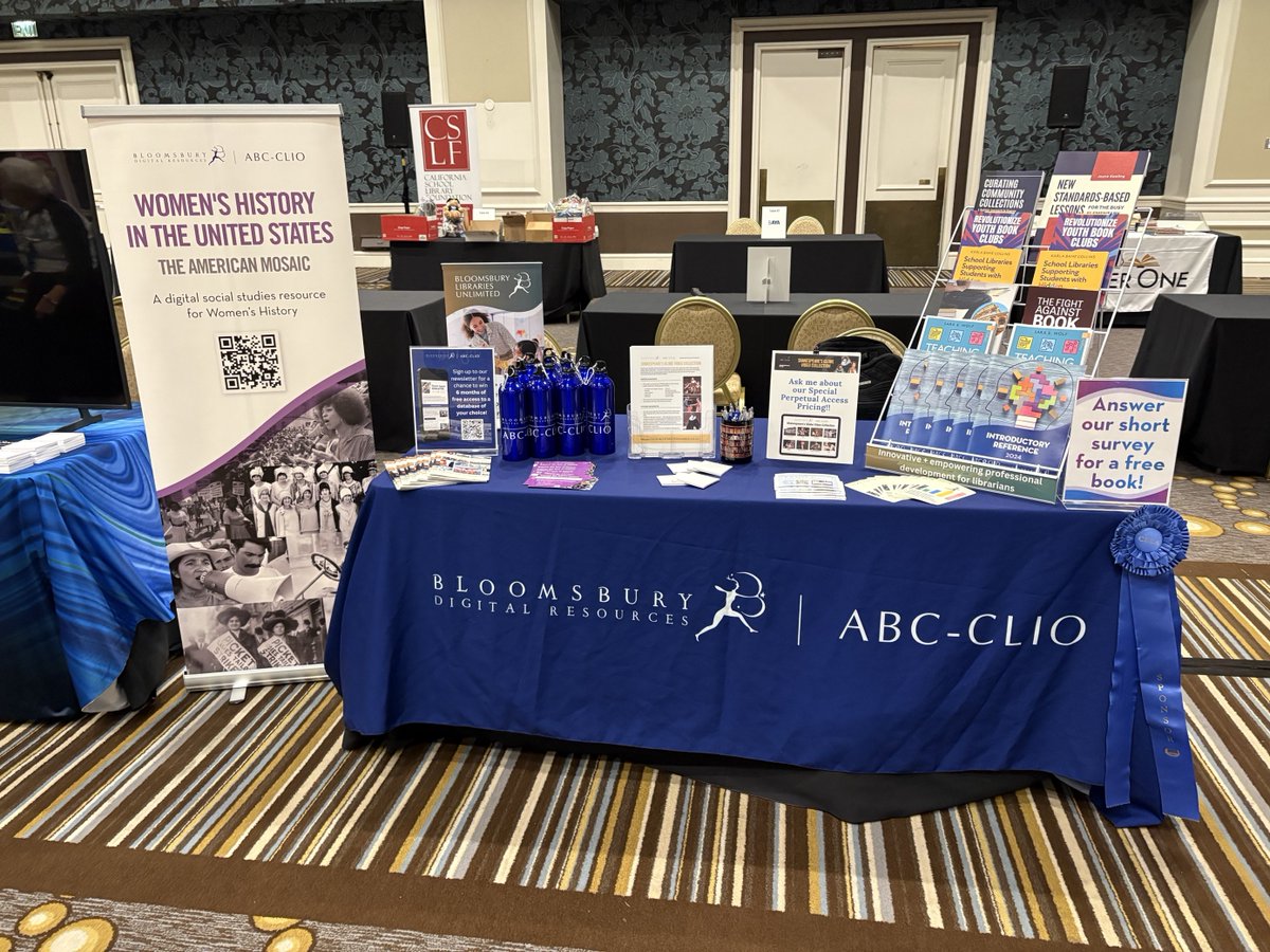 We're here in San Jose at <a href="/4csla/">CSLA</a> Annual Conference! Stop by booth #38 to learn about new resources from Bloomsbury/ABC-CLIO and <a href="/BloomsburyLU/">Bloomsbury Libraries Unlimited</a> ! See you soon👋
