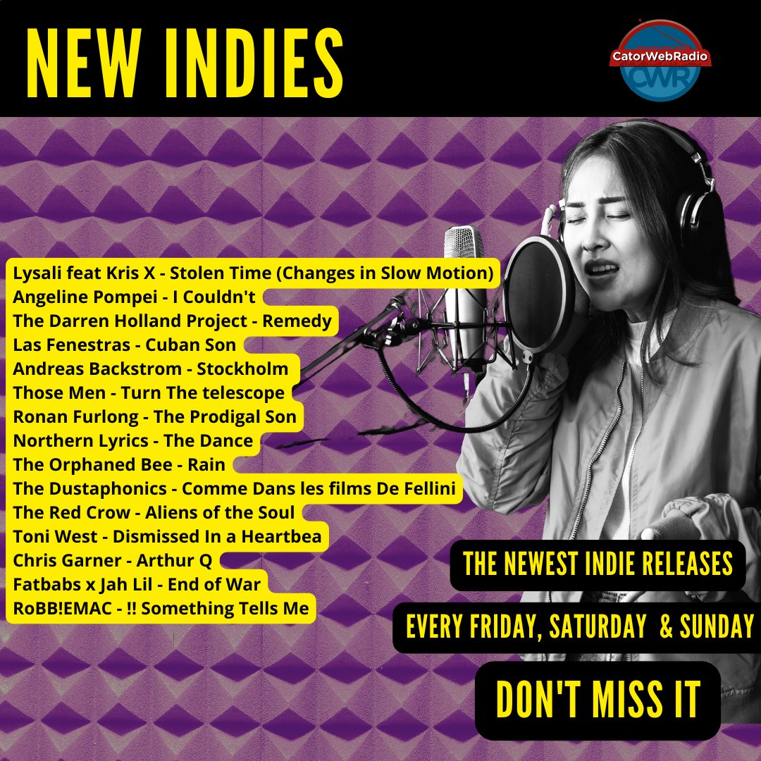 Catorweb radio (@catorwebradio) on Twitter photo #NowPlaying #NewIndies
<a href="/lysalimusic/">@LysaliMusic</a>
#AngelinePompei
<a href="/TheDarrenHolla1/">The Darren Holland Project</a>
#LasFenestras
#AndreasBackstrom
<a href="/ThoseMenMusic/">Those Men</a>
<a href="/rfurlongmusic/">Ronan Furlong</a>
#NorthernLyrics
#TheOrphanedBee
#TheredCrow
<a href="/misstoniwest/">toni west</a>
<a href="/thecrixx74/">Chris Garner</a>
#TheDustaphonics
#Fatbabs
<a href="/BobbyDigital226/">RoBB!EMaC</a> #NowPlaying #NewIndies
<a href="/lysalimusic/">@LysaliMusic</a>
#AngelinePompei
<a href="/TheDarrenHolla1/">The Darren Holland Project</a>
#LasFenestras
#AndreasBackstrom
<a href="/ThoseMenMusic/">Those Men</a>
<a href="/rfurlongmusic/">Ronan Furlong</a>
#NorthernLyrics
#TheOrphanedBee
#TheredCrow
<a href="/misstoniwest/">toni west</a>
<a href="/thecrixx74/">Chris Garner</a>
#TheDustaphonics
#Fatbabs
<a href="/BobbyDigital226/">RoBB!EMaC</a>