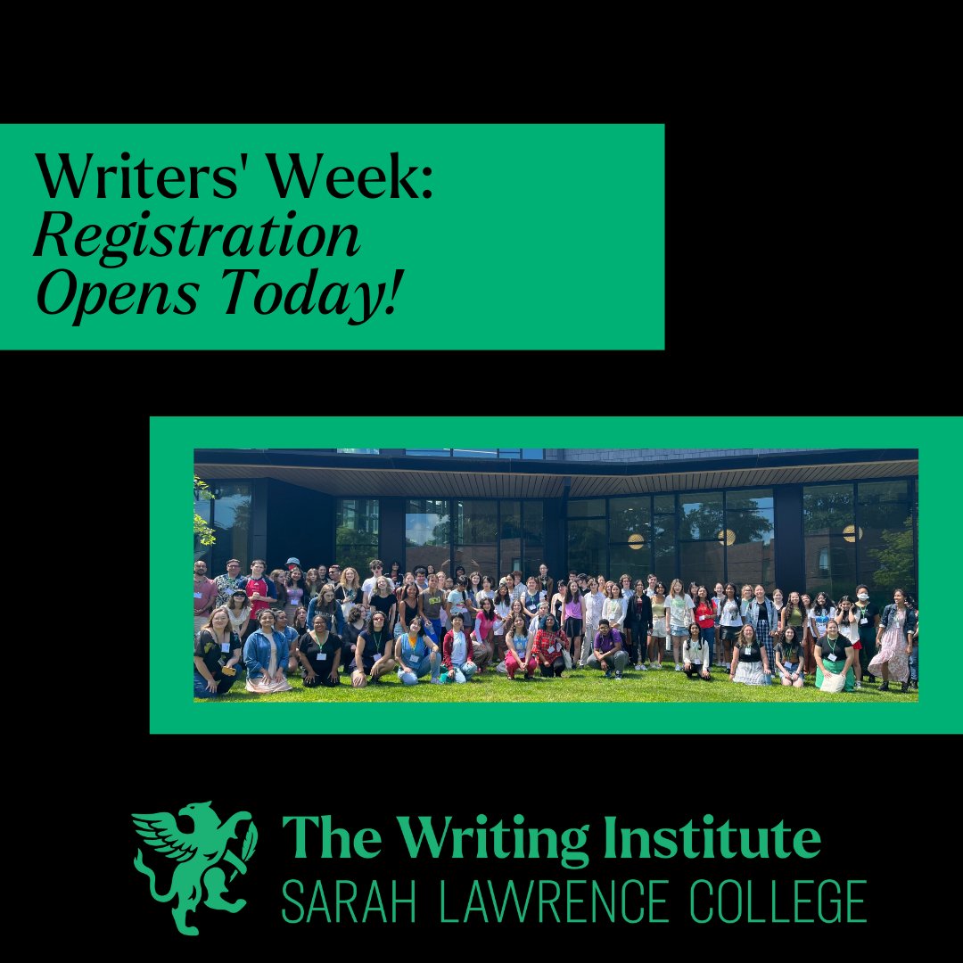 🥁 Writers Week 2025 Registration ⁠
⁠
Calling all teen writers: Join us this summer for Writers Week at Sarah Lawrence College, our annual program for teens looking to be immersed in creative writing and the performance arts. 
⁠
sarahlawrence.edu/summer/writers…