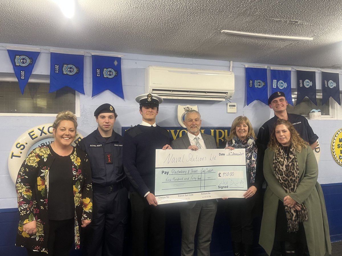 Wessex RFCA (@wrfca) on Twitter photo On January 16th, Nick Dunsby, Director of Naval Solutions Ltd, presented a cheque to Glastonbury and Street Sea Cadets to support the purchase of new boots for their training.
Read the full story at ow.ly/3w1750UQ8AX
#SeaCadetsUK #NavalSolutionsLtd <a href="/TS_Excalibur/">GlastonburySeaCadets</a> On January 16th, Nick Dunsby, Director of Naval Solutions Ltd, presented a cheque to Glastonbury and Street Sea Cadets to support the purchase of new boots for their training.
Read the full story at ow.ly/3w1750UQ8AX
#SeaCadetsUK #NavalSolutionsLtd <a href="/TS_Excalibur/">GlastonburySeaCadets</a>