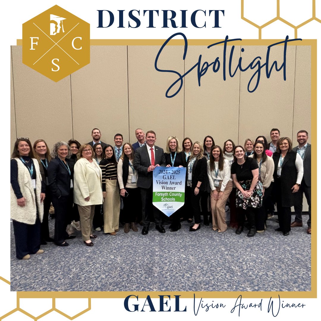 Forsyth County Schools Honored with GAEL Vision Award!

Forsyth County Schools is proud to receive the Georgia Association of Educational Leaders (GAEL) Vision Award, recognizing our commitment to supporting teachers, principals, and district staff in professional learning.