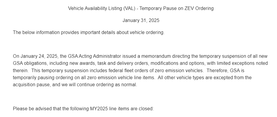 FinancialErnie's tweet image. $muln #muln #mullen
Not that the vehicles ever showed up on the @USGSA website because no contract was ever made with RRDS and GSA for the Mullen vehicles. 
The @Mullen_USA commercial vehicles would have been part of these ZEV vehicles which have been suspended until further