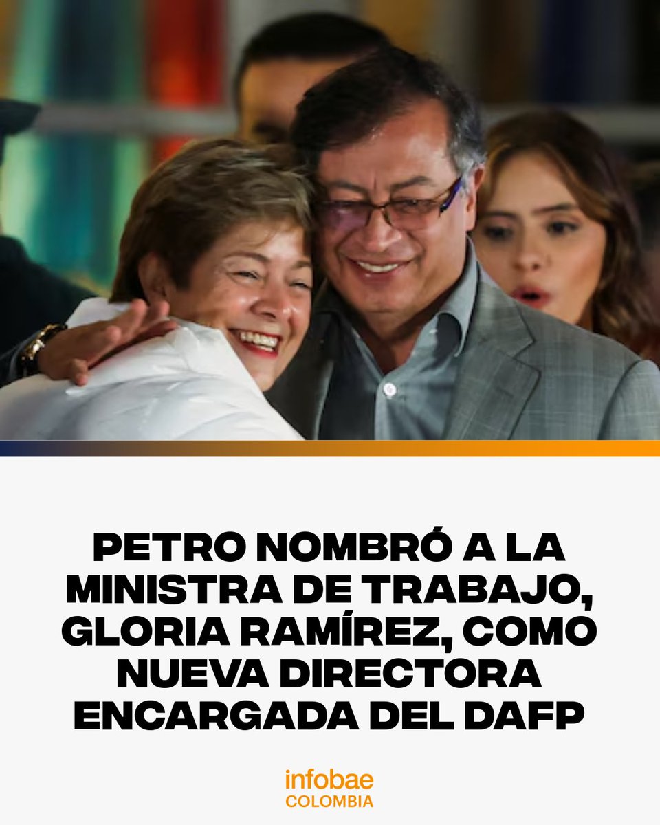 infobaecolombia's tweet image. El presidente #Petro nombró a Gloria Ramírez, actual ministra de Trabajo, como nueva directora encargada del Departamento Administrativo de la Función Pública #DAFP. 

Conoce los detalles de esta designación:
lc.cx/EqfU_T