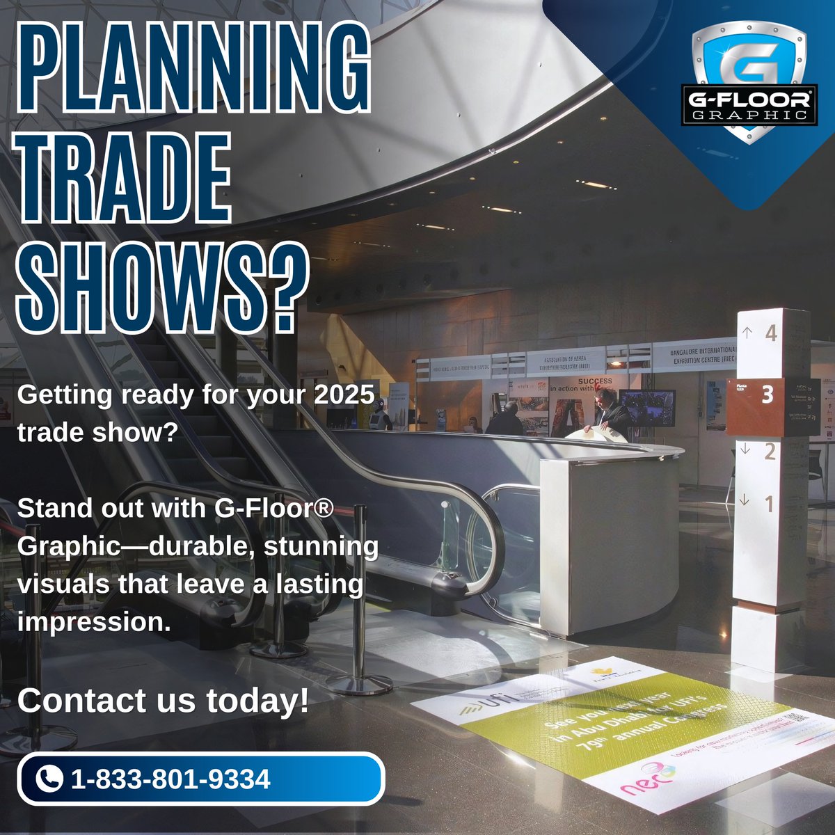 BLTechLLC's tweet image. Level up your trade show game! The secret to a booth that stops people in their tracks? G-Floor Graphic!
Make your space POP with:
Show-stopping custom designs
Super durable (bring on the foot traffic!)
Social media-worthy setups
Ready to stand out? Contact G-Floor Graphic today!