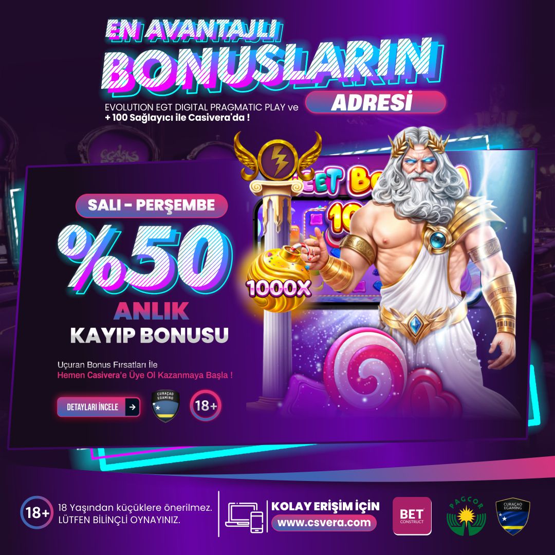 💎 CASİVERA'DA ANLIK %50 KAYIP BONUSU !

💸 Salı ve Perşembe günleri minimum 500 ₺  yatırımınıza %50 kayıp bonusu. Promosyon sadece slot alanında yaşayacağınız kayıplarınız için geçerlidir.

🎁 Casivera'nın avantajlı dünyasına sen de katıl sen de kazan !

📲 Casivera Giriş