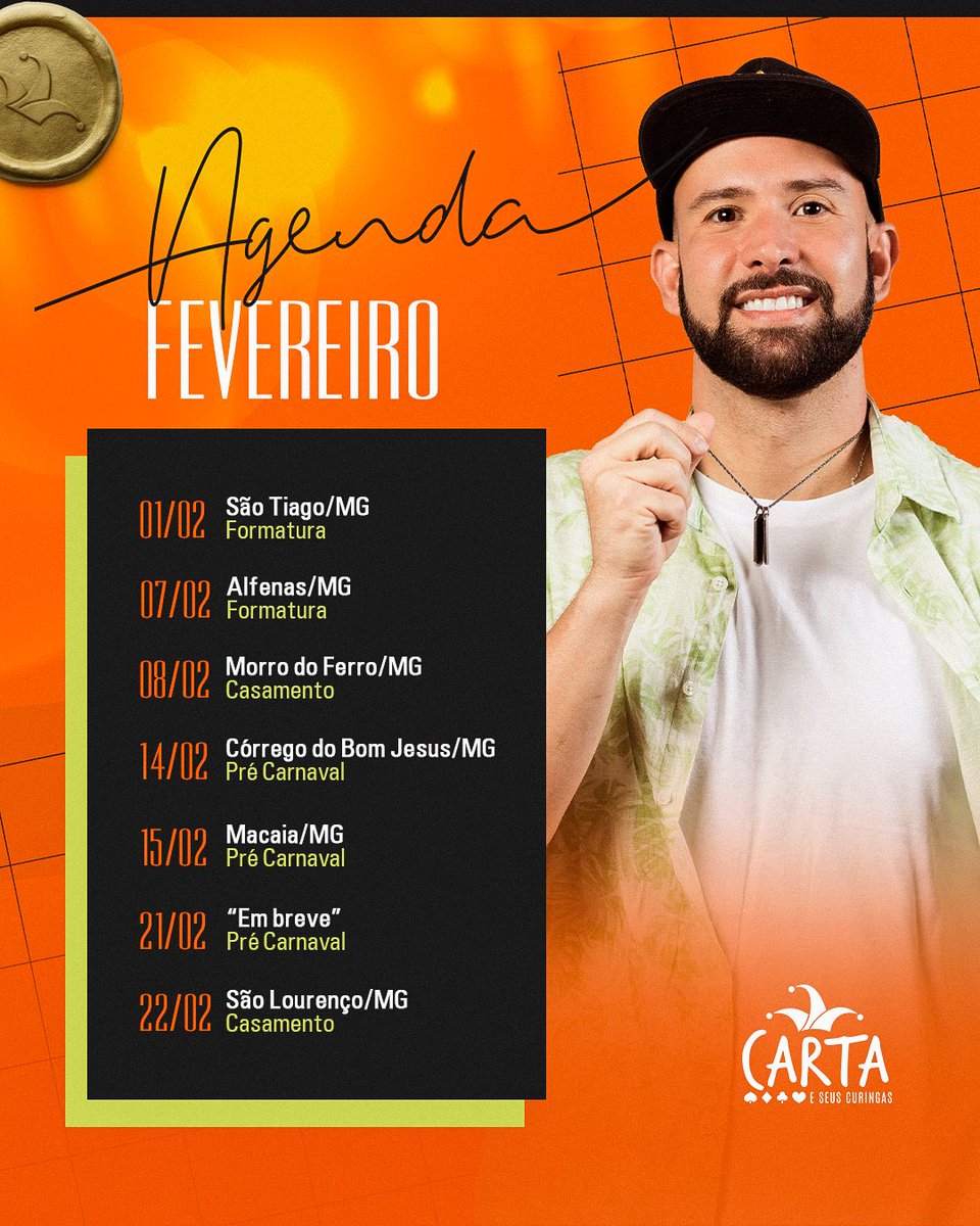 CartaeCuringas's tweet image. AGENDA DE SHOWS 🎵

Fevereiro chegou com tudo! 🙌🏻
Tem casamento, formatura e, é claro, muito Carnaval! 🎉
Simbora!!!

#cartaeseuscuringas #damadecopas #butecodoscuringas #carnaval2025 #carnacarta