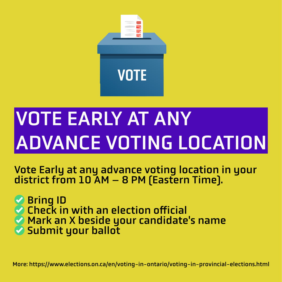 PowerOfManyHQ's tweet image. Vote early to:⁠
✔ Avoid last-minute issues⁠
✔ Reduce Election Day lines⁠
✔ Maximize turnout among eligible voters⁠
⁠
Full details here: elections.on.ca/en/voting-in-o… 

Make your plan to vote: thepowerofmany.ca 
#OnLab #OnPoli