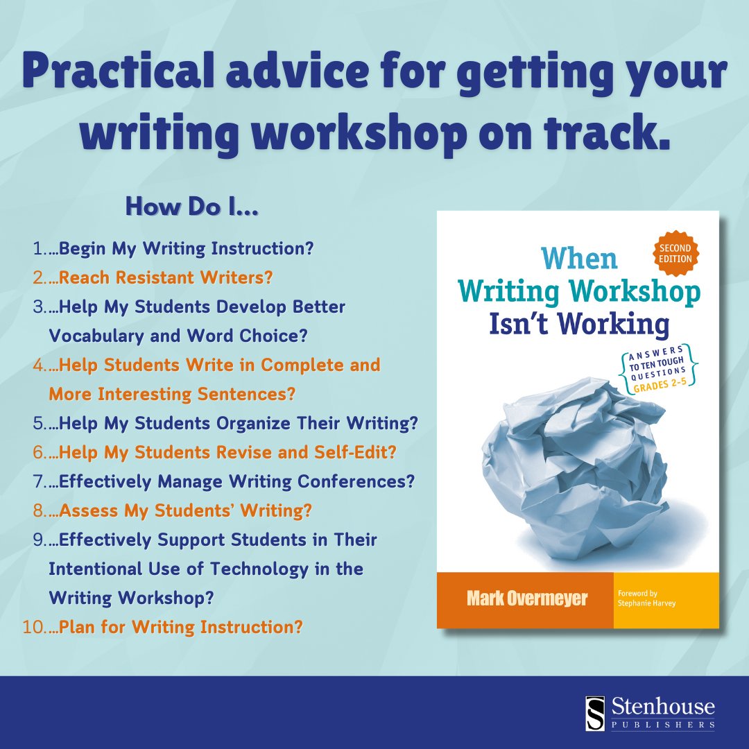 There is no one-size-fits-all way to lead a writing workshop, but there are strategies that you can apply to fit your classroom's needs. Find answers to the top 10 questions in the updated edition of When Writing Workshop Isn't Working by Mark Overmeyer. routledge.com/When-Writing-W…