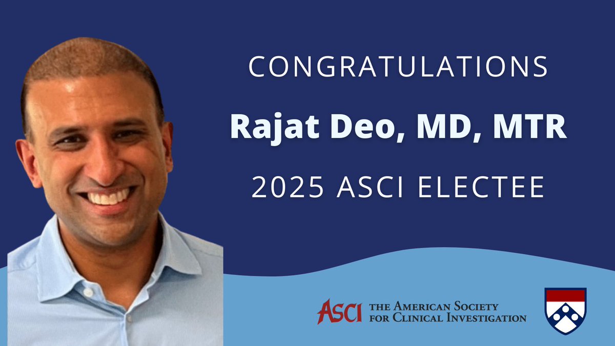 Congratulations to Rajat Deo (<a href="/PennCardiology/">Penn Cardiology</a>) on his election to <a href="/the_asci/">ASCI</a>! Learn more about Dr. Deo &amp; his work here➡️ tinyurl.com/yc399h8v