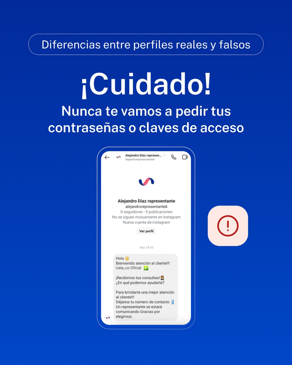 ¿Te escribieron por privado? ¿Es realmente Ualá? 🤔 Descubre cómo identificar un perfil verificado 📷 y evitar caer en perfiles falsos. ¡Protege tus datos! 📷 👇