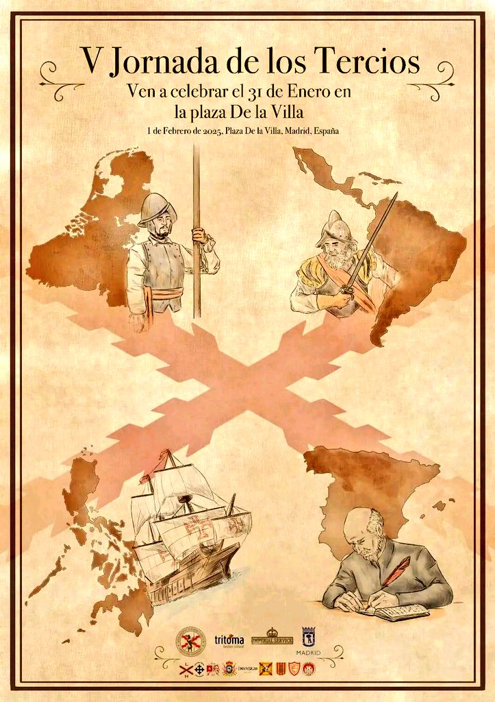PlataformaMill1's tweet photo. Con el recuerdo de glorias pretéritas, V Jornada de los #Tercios, a celebrarlo mañana sábado 1 de febrero en la #PlazaDeLaVilla de #Madrid.
Desde las 10.00h, a recrear #gestas y recordar a nuestros #héroes. Falta nos hacen.
#31EneroTercios #Tercios #DíaDeLosTercios. https://t.co/yaZLNG8WGI