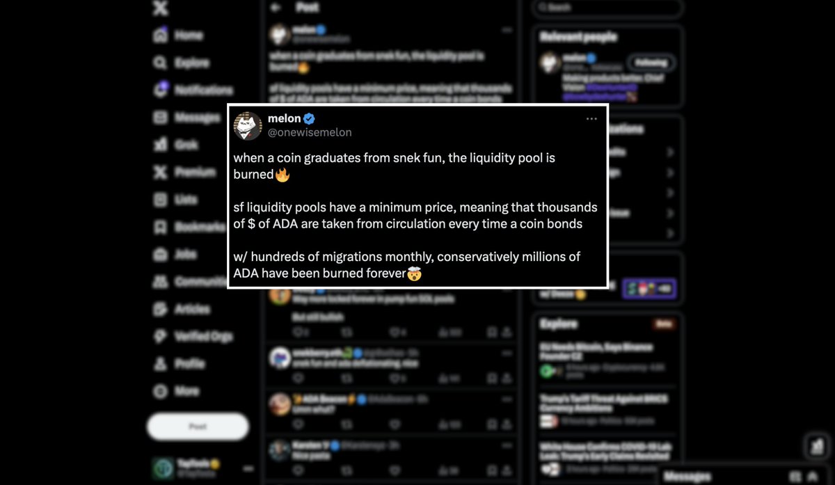 Snekdotfun makes Cardano $ADA a deflationary asset. Millions dollars  already burnt 🤯