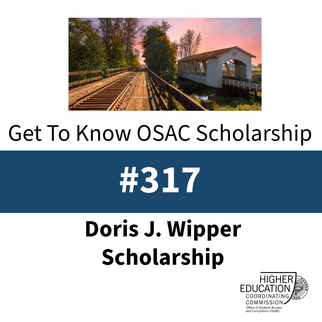 OSAC's tweet image. Welcome to scholarships week- featuring scholarship #317
Explore the 600+ scholarships available in the OSAC Scholarship Catalog. Students can save this scholarship in Section 2 of their application.
 
Learn more at: osacapps.hecc.oregon.gov/Catalog/Defaul…