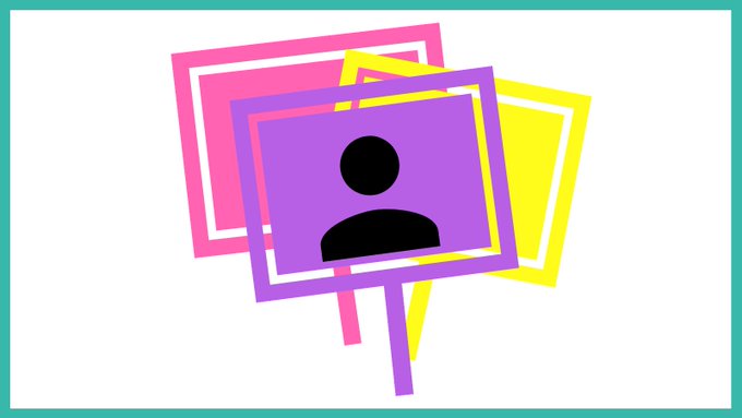 Multi-coloured lawn signs. 