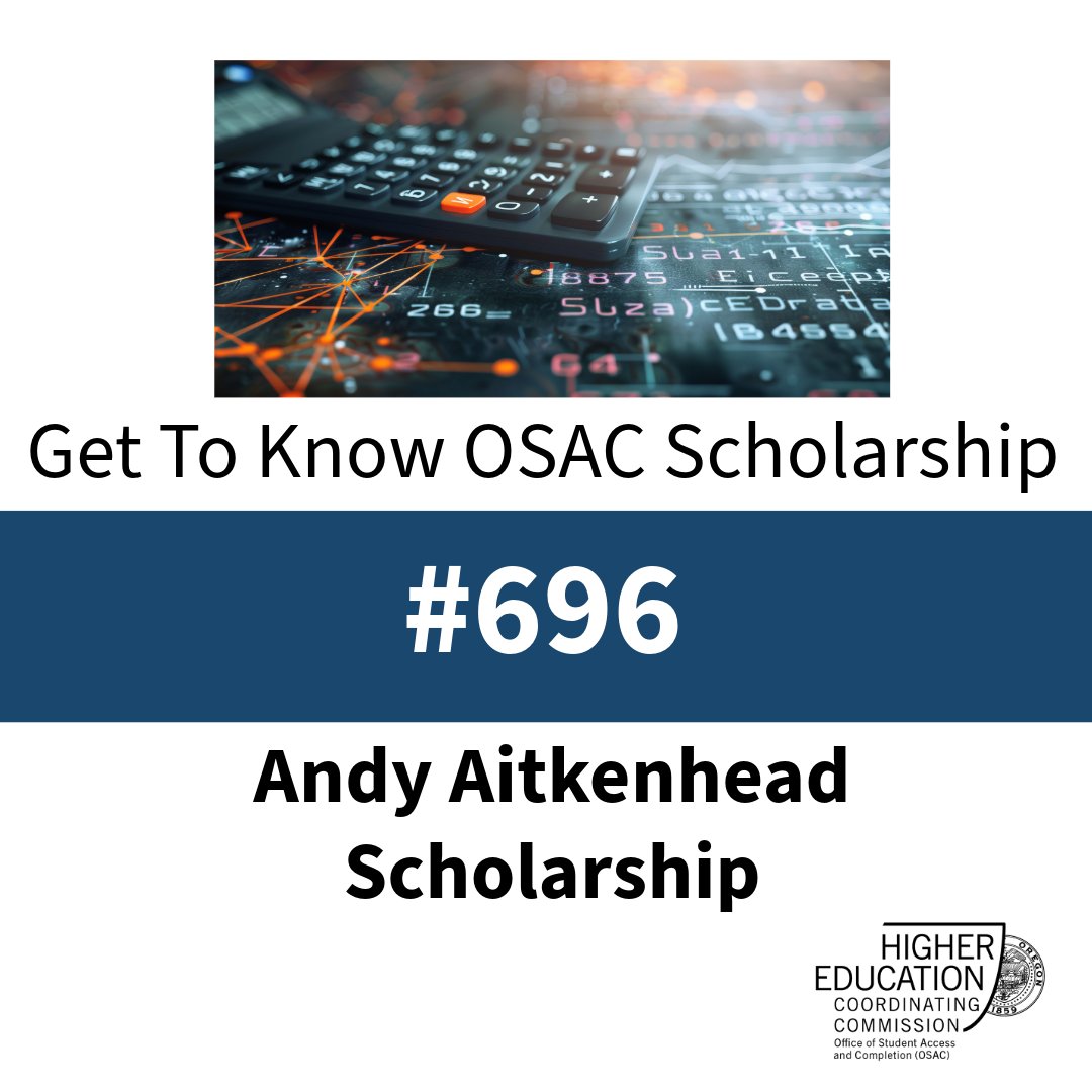 OSAC's tweet image. Welcome to scholarships week- featuring scholarship #696

Explore the 600+ scholarships available in the OSAC Scholarship Catalog. Students can save this scholarship in Section 2 of their application.
 
Learn more at: osacapps.hecc.oregon.gov/Catalog/Defaul…
