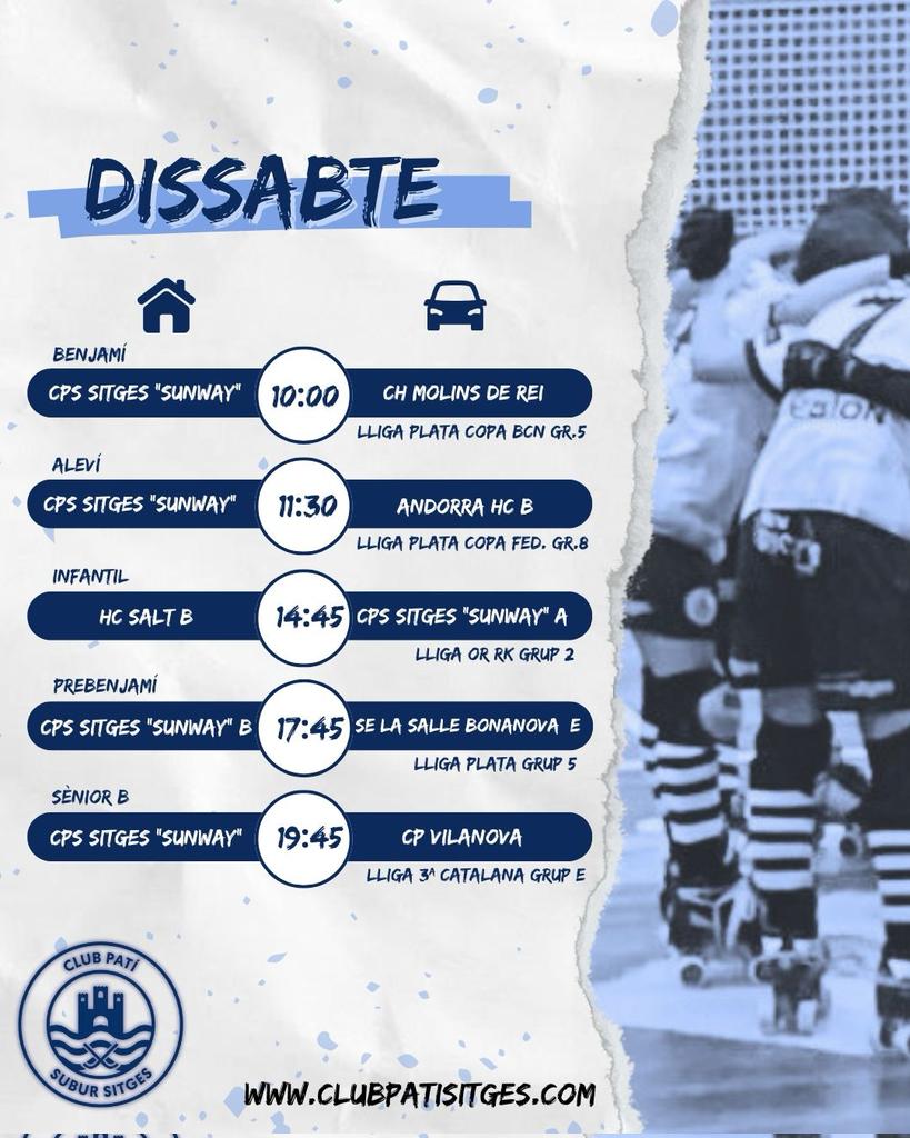 HoqueiSitges's tweet photo. 📅⏰🏑🛼Partits de la jornada (1 i 2 de febrer de 2025)

ℹ️ https://t.co/qWTCh3y4Lw

📸 https://t.co/BEy7JXlOMJ

📸https://t.co/0t9K2HJQ2I

Som-hi, equips! Som-hi, Sitges!! 💪💙🤍

#hoqueipatins #hockey #hockeysobrepatines #rinkhockey #hoqueiempatins #hoqueisitges #hoquei #Sitges https://t.co/7tFYNxhviX