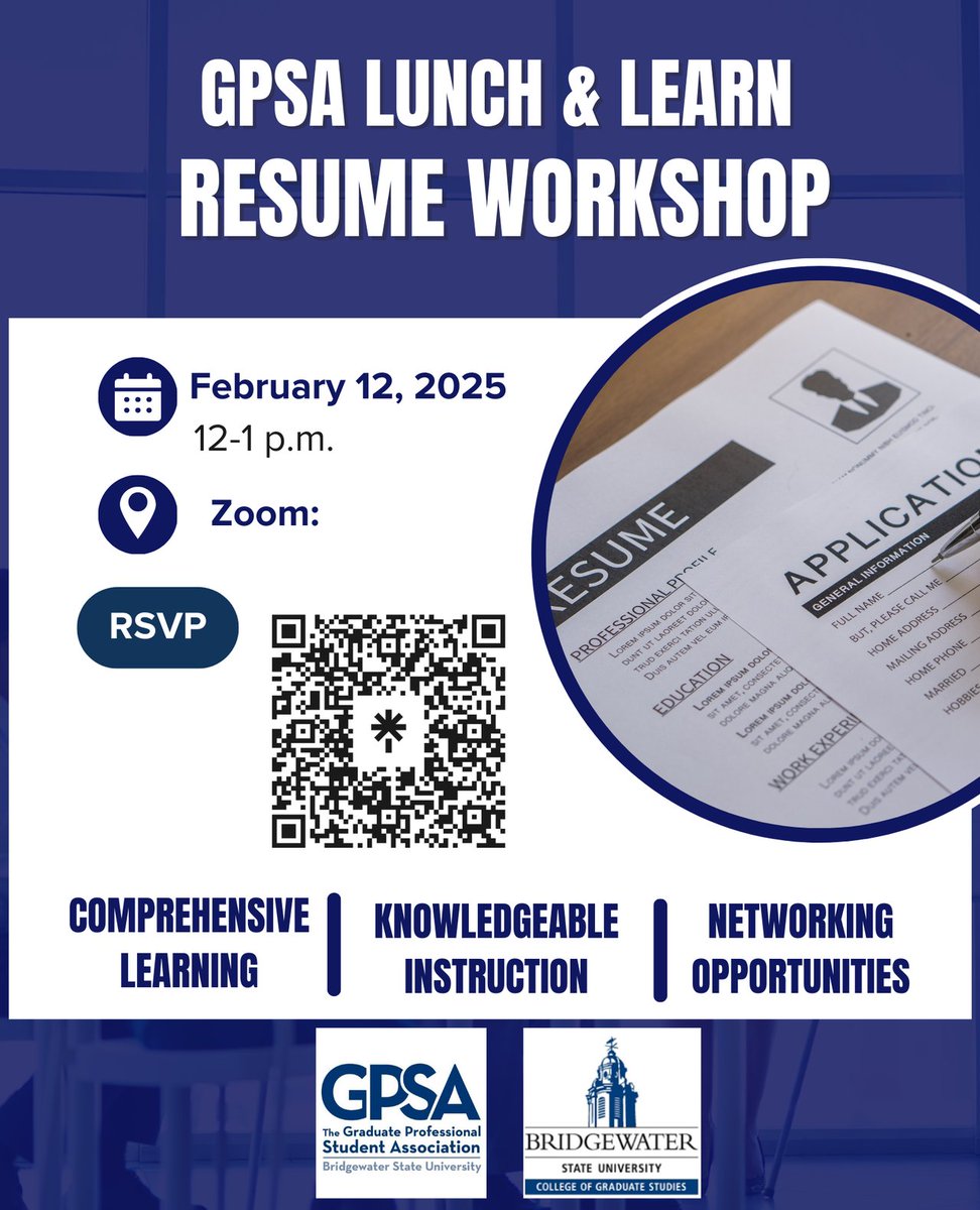 🌟 Join us on February 12 for a Resume Workshop at our next GPSA Lunch &amp; Learn! ⁠
Date: February 12⁠
Location: Zoom⁠
⁠
Don't miss this opportunity!⁠
⁠
#GPSA #ResumeWorkshop # LunchAndLearn #gradevent #bsugradstudies