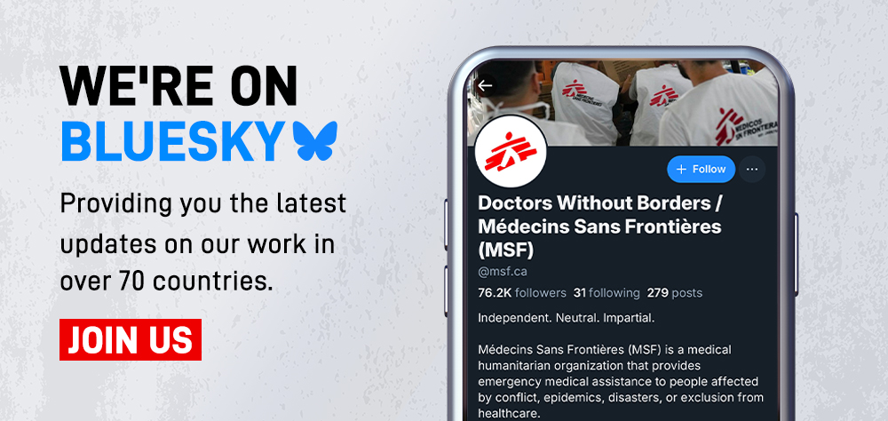 MSF_canada's tweet image. Are you on #Bluesky? We're posting there too.
🦋 Join us for updates from our medical humanitarian work around the world: bsky.app/profile/msf.ca