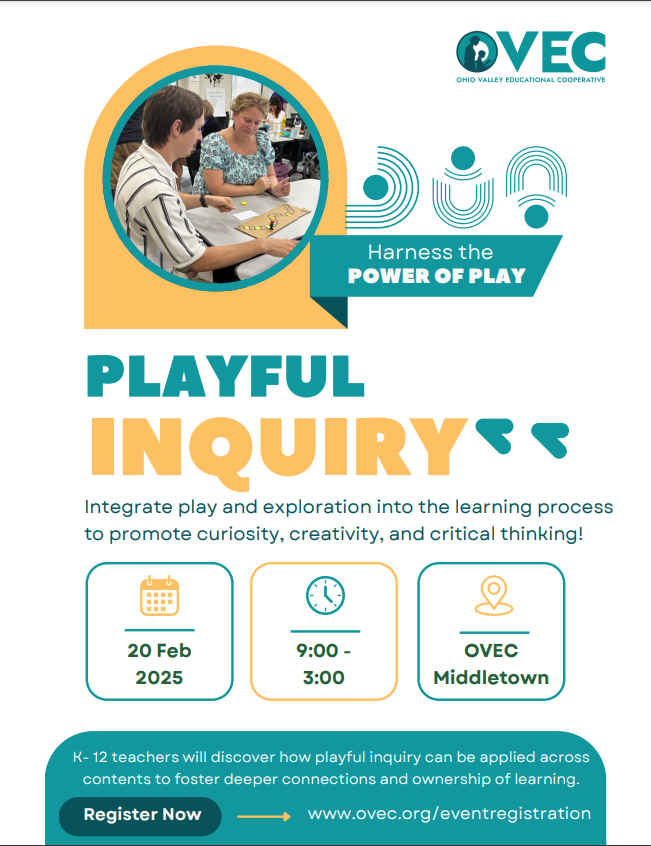 watsonedtech's tweet photo. FREE PD FROM @OVECkyed! Come join Jennifer Roederer, Amy James and me on FEBRUARY 20 as we show the possibilities of Playful Inquiry! Register with the link below:
https://t.co/q7pNV8SKbm
#AllinKY #kygoplay #KYDL #UnitedWeLearnKY #KYILN #KyLchat https://t.co/eioWVKzRxI