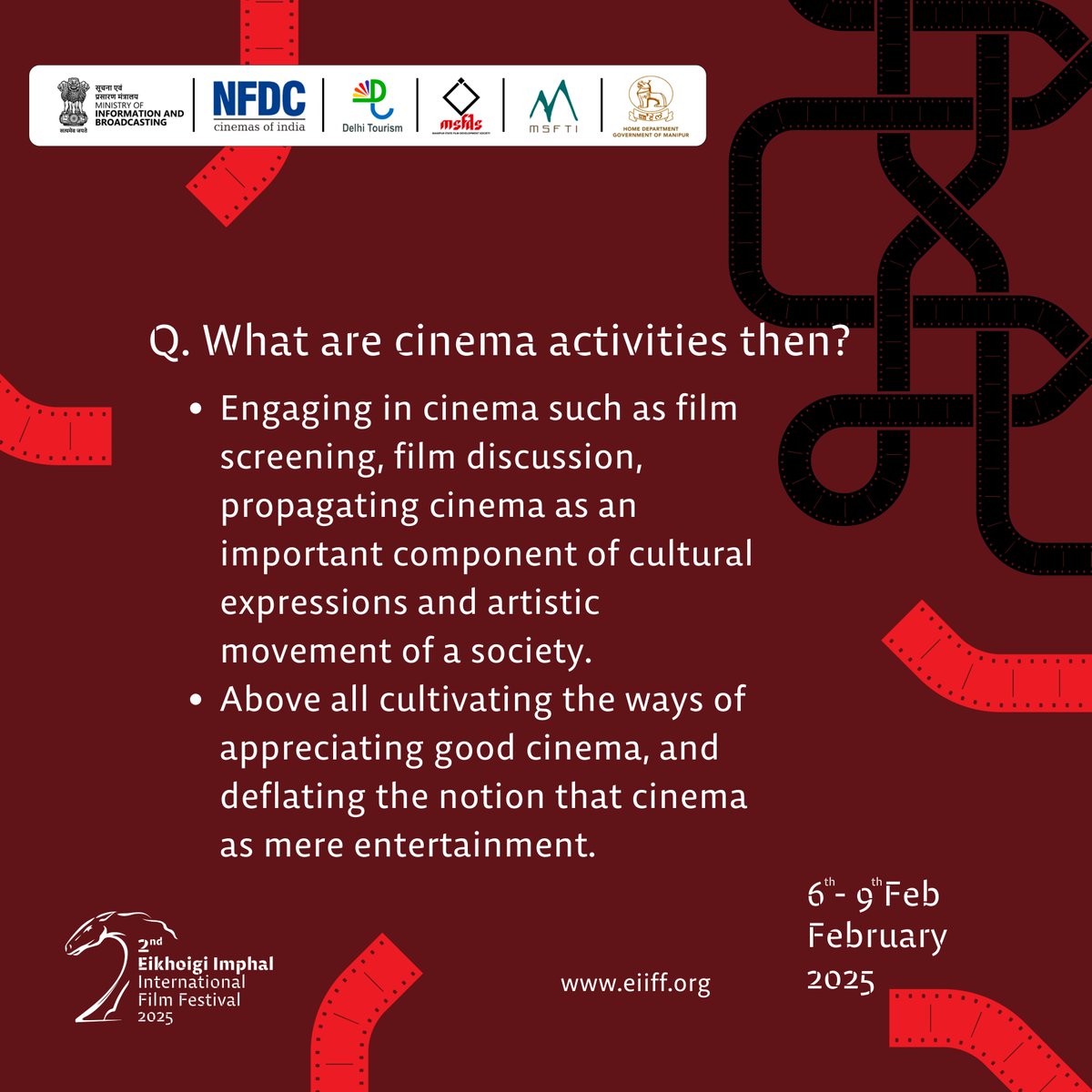 EIIFF_Manipur's tweet image. FAQs on Delegate Pass at #EIIFF! 

Swipe 👉 to learn how a delegate represents film clubs or organizations, engaging beyond just watching films. Join discussions, masterclasses, and cultural exchanges. 

🔗 Get your pass today: eiiff.org

#FilmFestival #DelegatePass