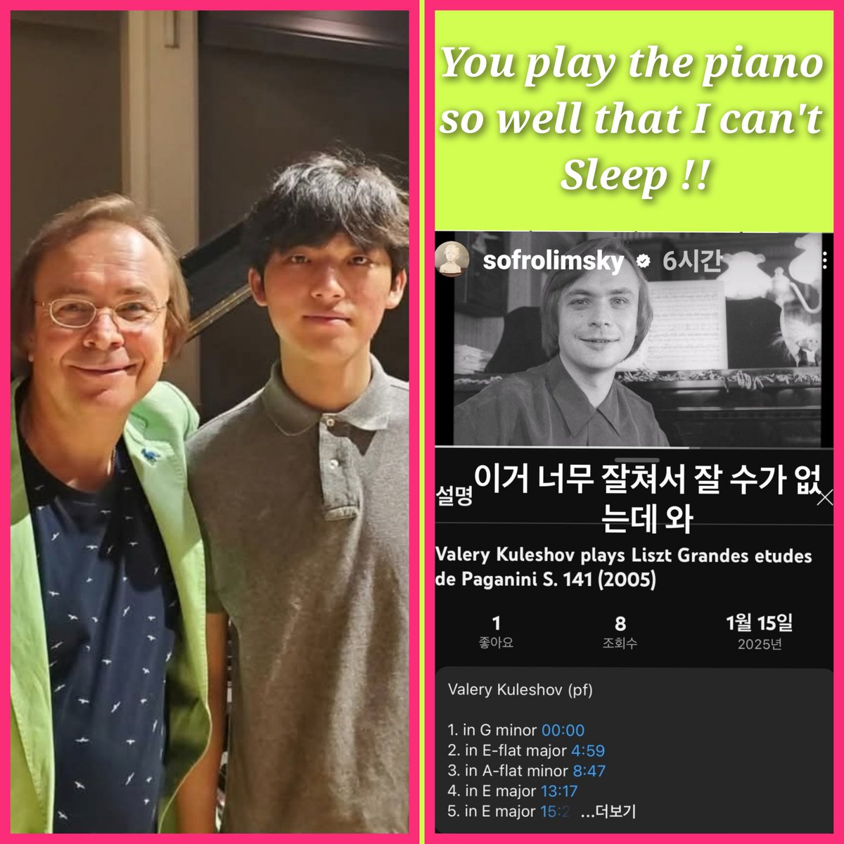 barbiekwak's tweet photo. You(Valery Kuleshov)play the piano so well that I can't sleep!
Yunchan limπΉπ©΅
#Yunchanlim
#VarleryKuleshov
#μμ€μ°¬
#Sofrolimsky https://t.co/iJ9sTjMN7n