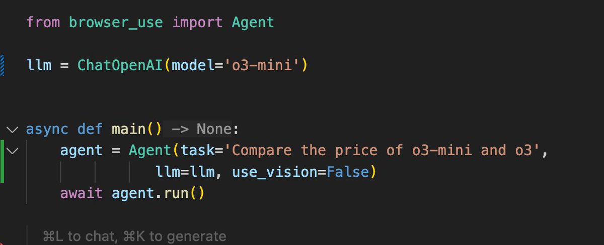 gregpr07's tweet photo. Browser Use works with gpt o3 mini now👀 https://t.co/Kmsw1DDevQ