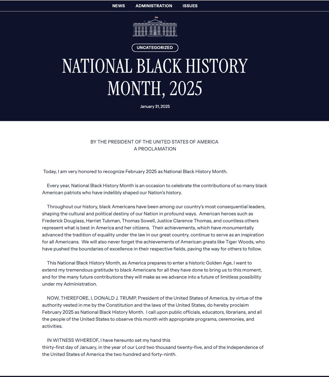 tariqnasheed's tweet photo. President Trump has formally recognized Black History Month and paid homage to Black American heroes..

I told y'all the Democrat scare tactics about Black History Month being "canceled" was all 🧢🧢 https://t.co/F3OzUsklLI
