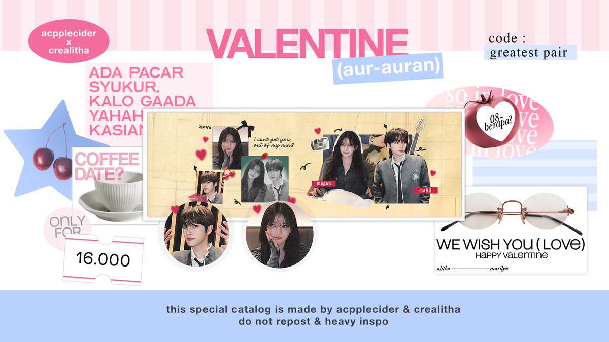 acpplecider's tweet photo. help rt, thanks!

Pagii, hari ini Alitha (@crealitha) &amp; Marilyn bakal open collab layout spesial Valentine! Collab akan dibuka mulai sekarang sampai tanggal 14 Februari, jadi ayo serbu dari sekarangg 🥨🤍

#zonauang https://t.co/C78nxbmKBi
