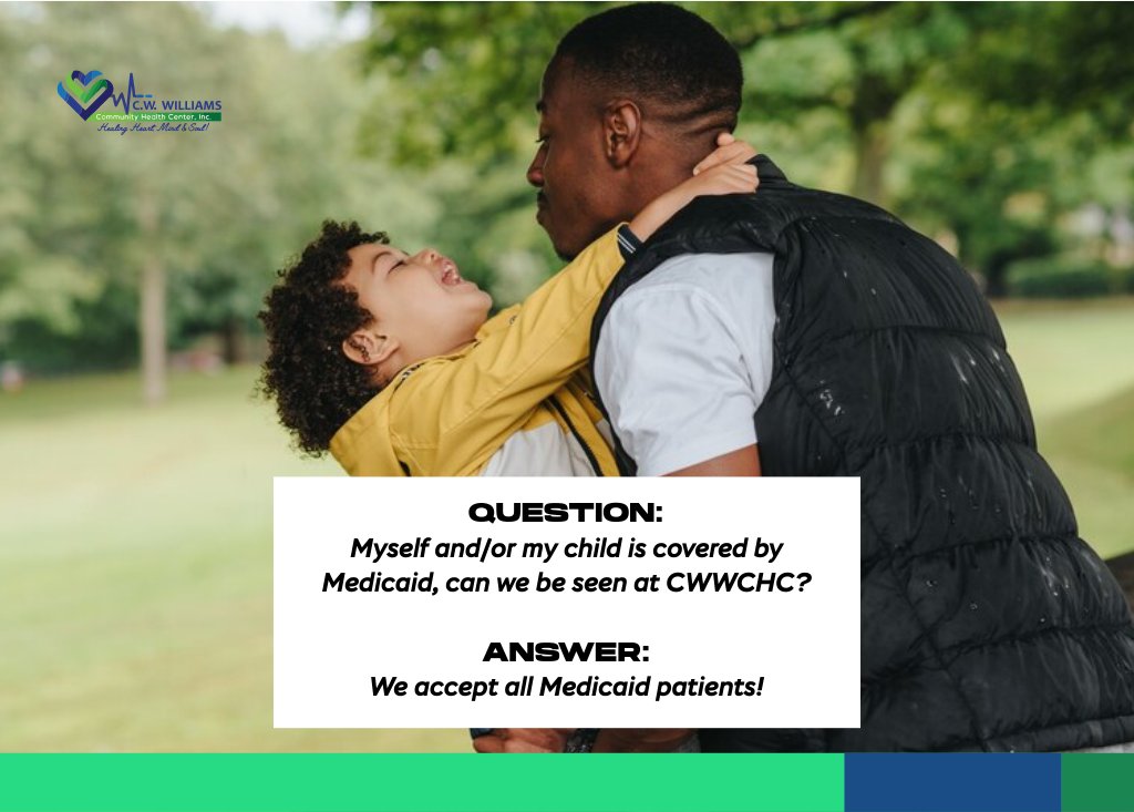 TheCW_Williams's tweet image. Yes, you and your child are covered! At CWWCHC, we proudly accept all Medicaid patients. Your health is our priority, and we’re here to provide the care you deserve.
Feel free to walk in or contact us to schedule an appointment today!
#MedicaidCoverage #QualityCare4All #CWWCHC