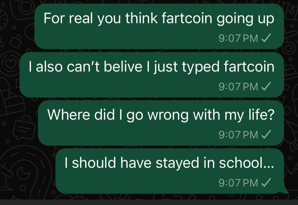 Hey <a href="/FartCoinOfSOL/">Fartcoin💨</a> fam.. does anyone ever feel like this?
