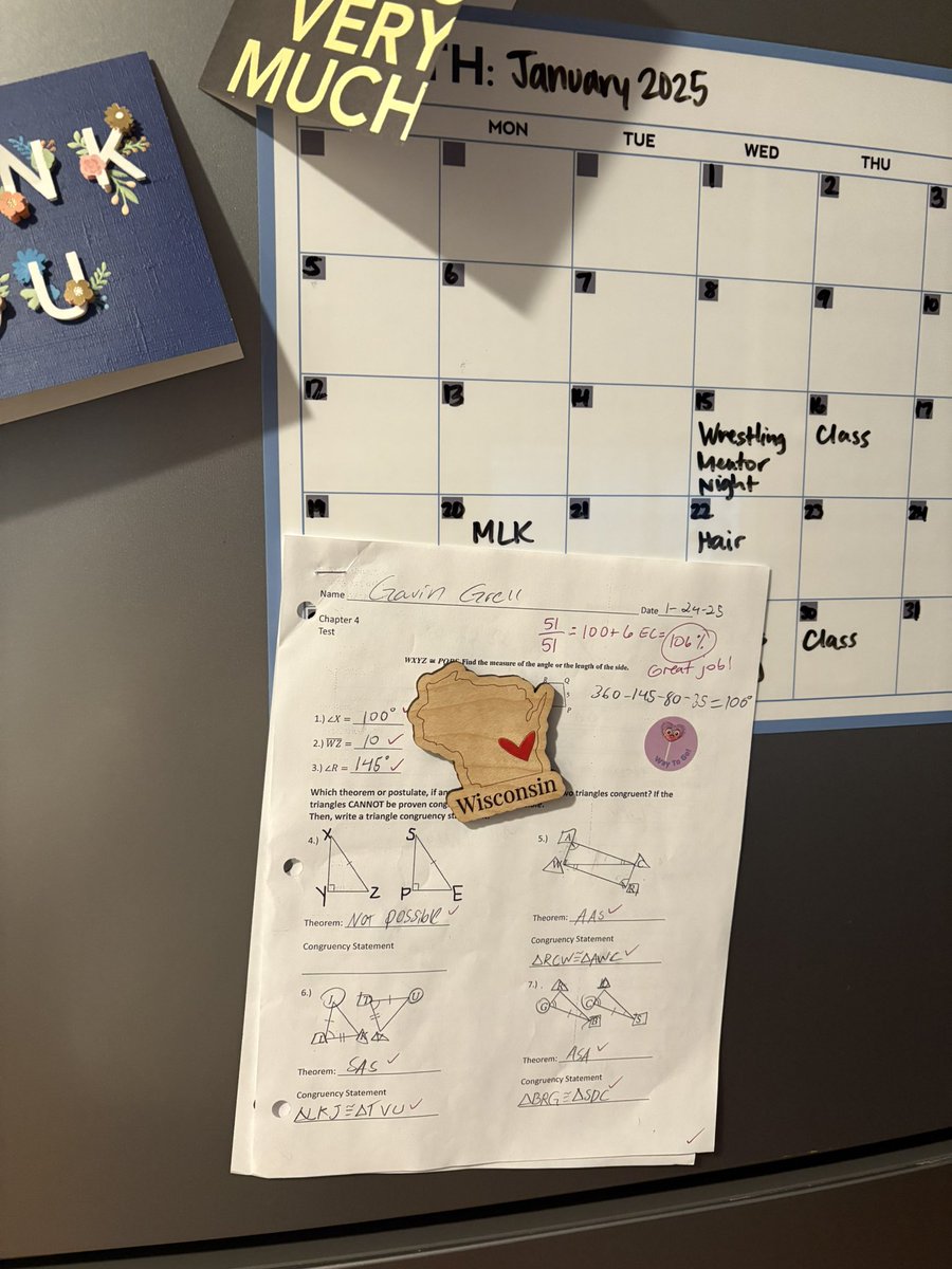 Who’s on My Fridge this Friday? It’s <a href="/GavinGrell1/">Gavin Grell</a> with a standout performance on his Geometry test this week! 🥳👏🙌🏻