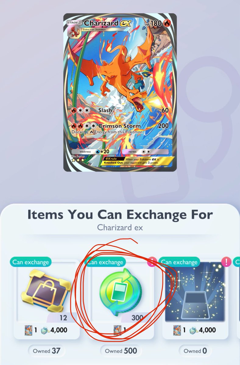 MBHayden14's tweet photo. @PokemonTCGP Yeah, let my throw away my immersive card so I can *checks notes* trade 3/5 of a normal EX card…

What is the point of a TCG where I can’t trade ALL of my cards?

I somehow managed to get 3 gold Mews but will never be able to trade for the gold cards I’m missing. Straight trash https://t.co/JitFQQtXPc