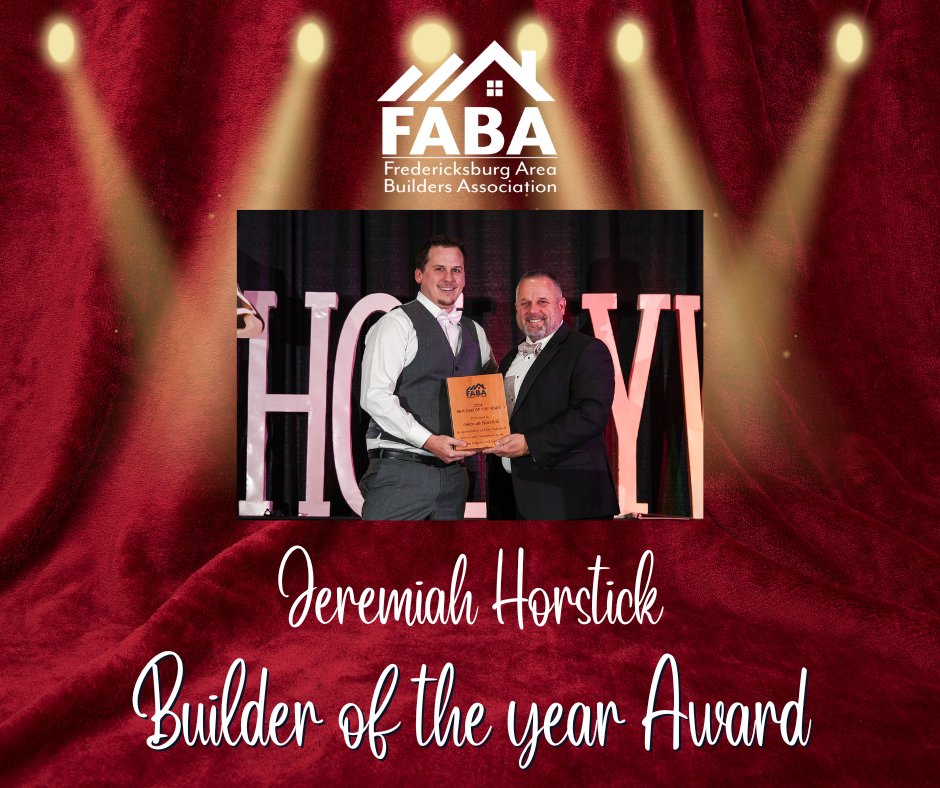 FredBuilderFABA's tweet photo. Congratulations to the Builder of the year, Jeremiah Horstick with Corelot! You are a vital member of FABA, and we can't wait to see what 2025 has in store. 

#FABA #FredericksburgAreaBuildersAssociation #Corelot #BuilderOfTheYear https://t.co/xXif7xmmGK