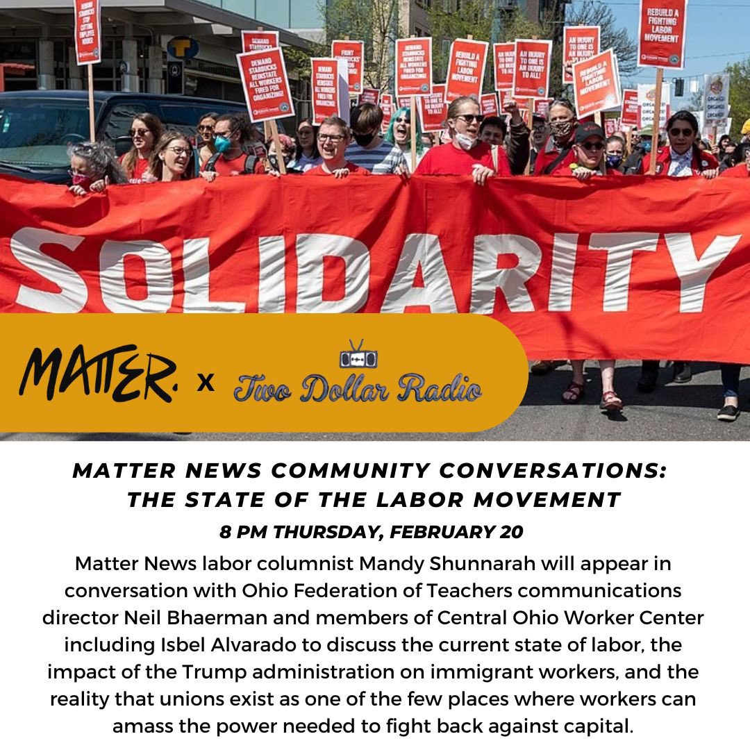 Matter News (@matternews_) on Twitter photo Join us at <a href="/TwoDollarHQ/">Two Dollar Radio HQ</a> at 8 pm on Thursday, Feb. 20, for our next Community Conversation.
Facebook event link: facebook.com/events/s/matte… Join us at <a href="/TwoDollarHQ/">Two Dollar Radio HQ</a> at 8 pm on Thursday, Feb. 20, for our next Community Conversation.
Facebook event link: facebook.com/events/s/matte…