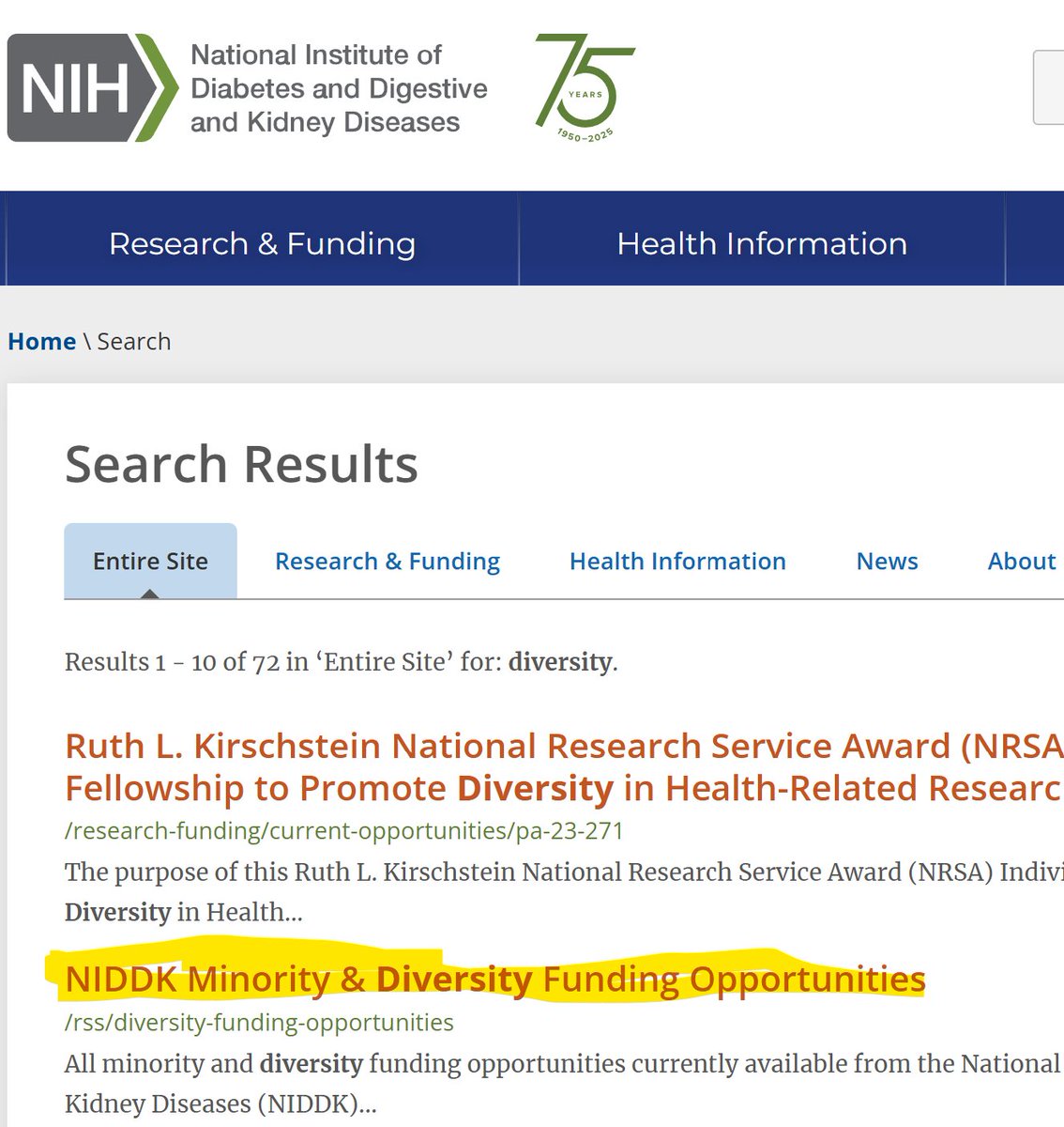 Matthew Ciorba MD (@ciorbagi) on Twitter photo #NIDDK #NIH scrubbing #DEI and Diversity Funding Opportunities in Science?!? Website links now all listed as FALSE. Another tragic consequence of reckless blanket dictums from #POTUS The last decade of progress will not be stopped <a href="/washumedicine/">WashU Medicine</a> <a href="/WashUDPS/">WashU Medicine Division of Physician-Scientists</a> <a href="/WashUMedGastro/">WashU Medicine Division of Gastroenterology</a> #NIDDK #NIH scrubbing #DEI and Diversity Funding Opportunities in Science?!? Website links now all listed as FALSE. Another tragic consequence of reckless blanket dictums from #POTUS The last decade of progress will not be stopped <a href="/washumedicine/">WashU Medicine</a> <a href="/WashUDPS/">WashU Medicine Division of Physician-Scientists</a> <a href="/WashUMedGastro/">WashU Medicine Division of Gastroenterology</a>