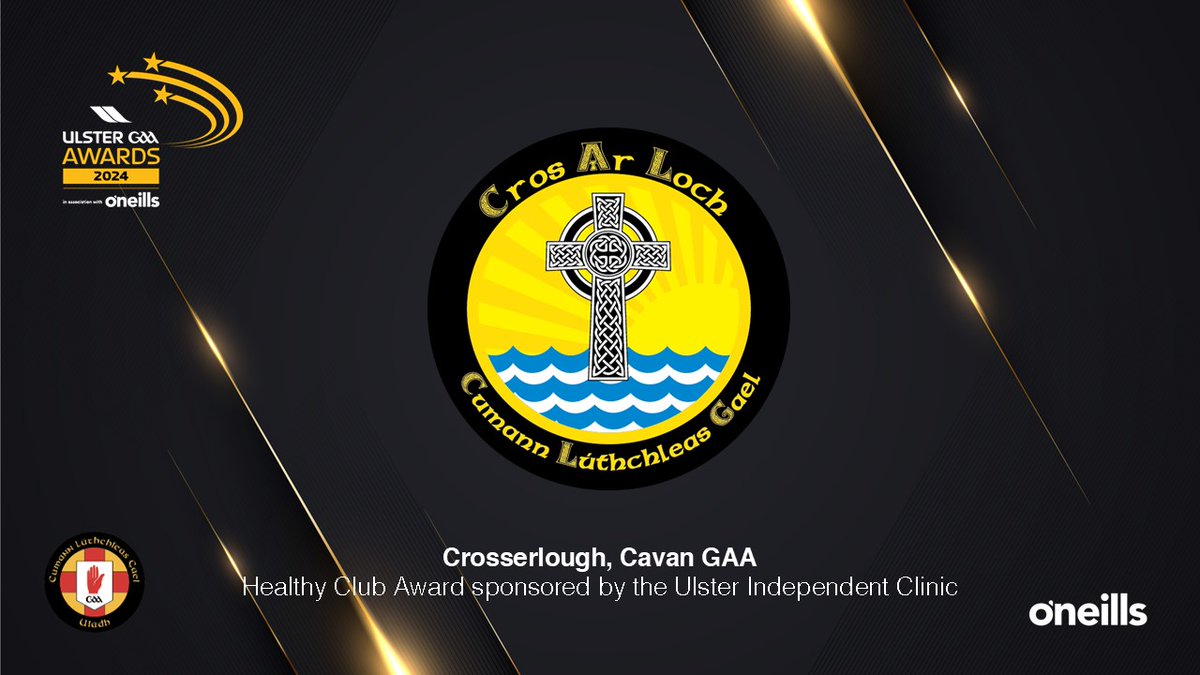 The Ulster GAA Healthy Club Award, in association with <a href="/UlsterClinic/">Ulster Independent Clinic</a>, goes to <a href="/CCrosserlough/">Crosserlough GFC</a> from <a href="/CavanCoBoardGaa/">Official Cavan GAA</a>🏆

#UGAAAwards24