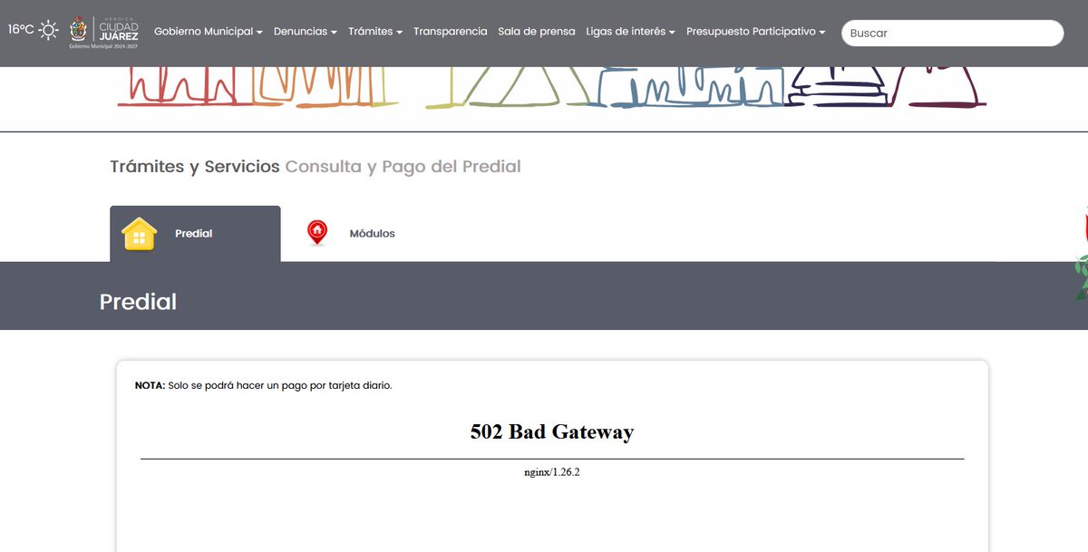 blue_nitrox's tweet image. Que onda con el pago del predial @MunicipioJuarez  esta caida su pagina desde la 1:00 p.m.