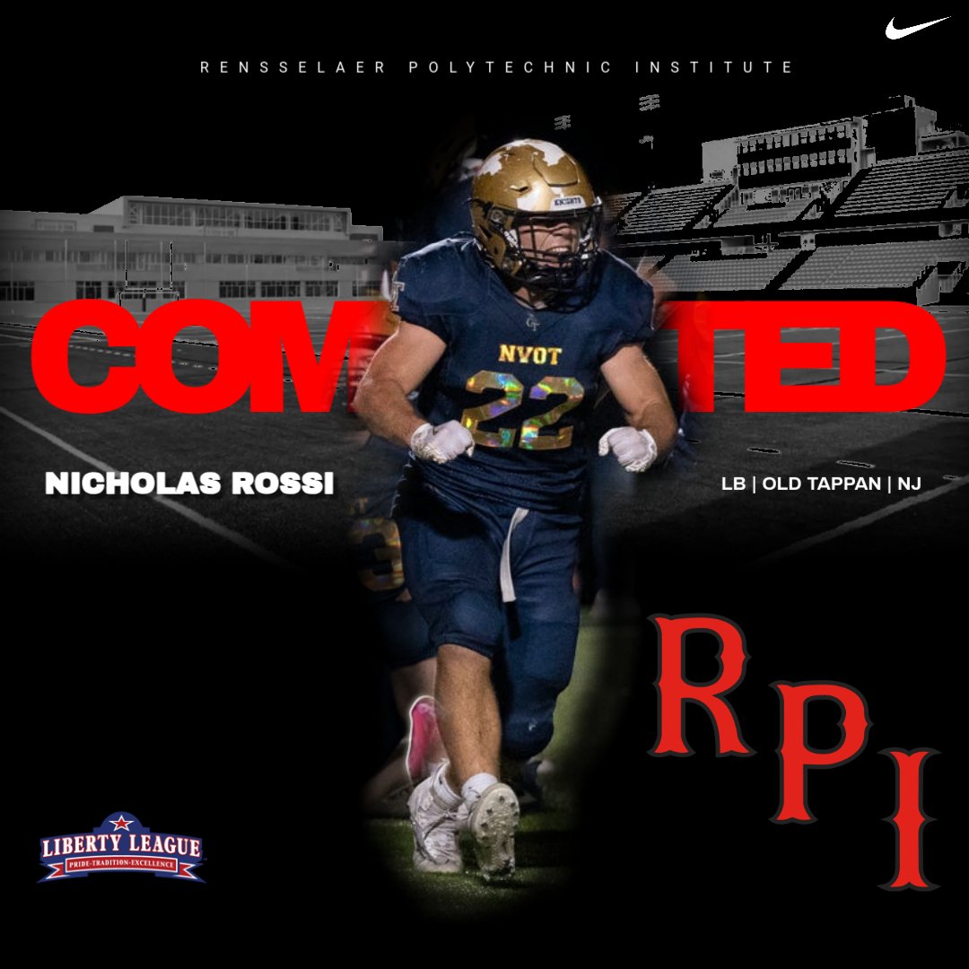 Nicholas Rossi (@nicholasrossi26) on Twitter photo I'm excited to announce my commitment to continue my academic and athletic career at <a href="/RPIFootball/">RPI Football</a>. Thank you to my family, <a href="/nvotfootball/">Old Tappan Football</a> coaches, and trainers for helping me achieve this goal. I'm ready to get to work!
<a href="/CoachRI/">Ralph Isernia</a> <a href="/CoachBarbieri/">Rob Barbieri</a> <a href="/coachbriandunn/">brian dunn</a> I'm excited to announce my commitment to continue my academic and athletic career at <a href="/RPIFootball/">RPI Football</a>. Thank you to my family, <a href="/nvotfootball/">Old Tappan Football</a> coaches, and trainers for helping me achieve this goal. I'm ready to get to work!
<a href="/CoachRI/">Ralph Isernia</a> <a href="/CoachBarbieri/">Rob Barbieri</a> <a href="/coachbriandunn/">brian dunn</a>