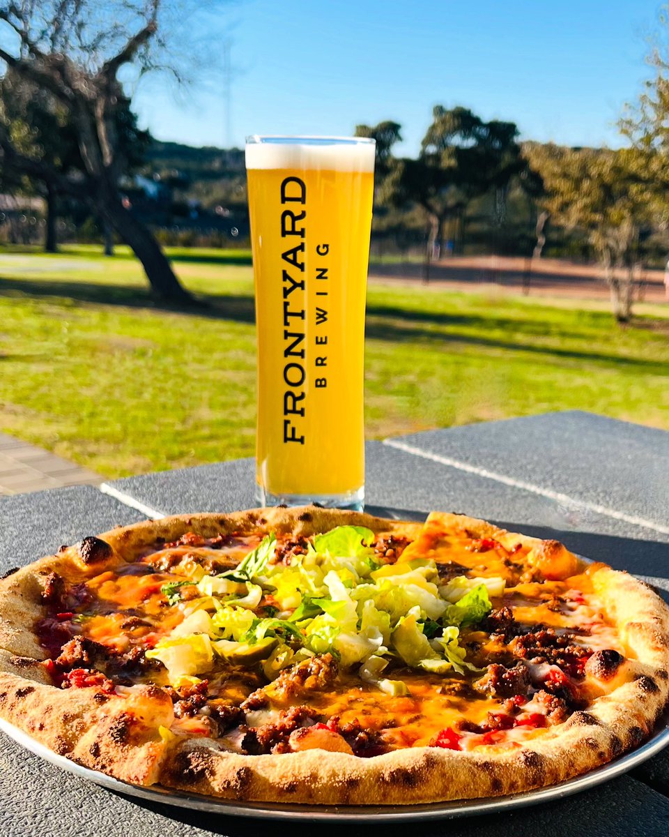 FrontyardBrew's tweet image. 🔥🍕 Weekend Pie Alert! 🍕🔥

Feeling a little spunky? Try our weekend pie special – The Hamburgler! 🍔 This scratch-made wood-fired pizza is loaded with ground hamburger, cheddar cheese, mozzarella, housemade tomato sauce, pickles, and shaved lettuce.