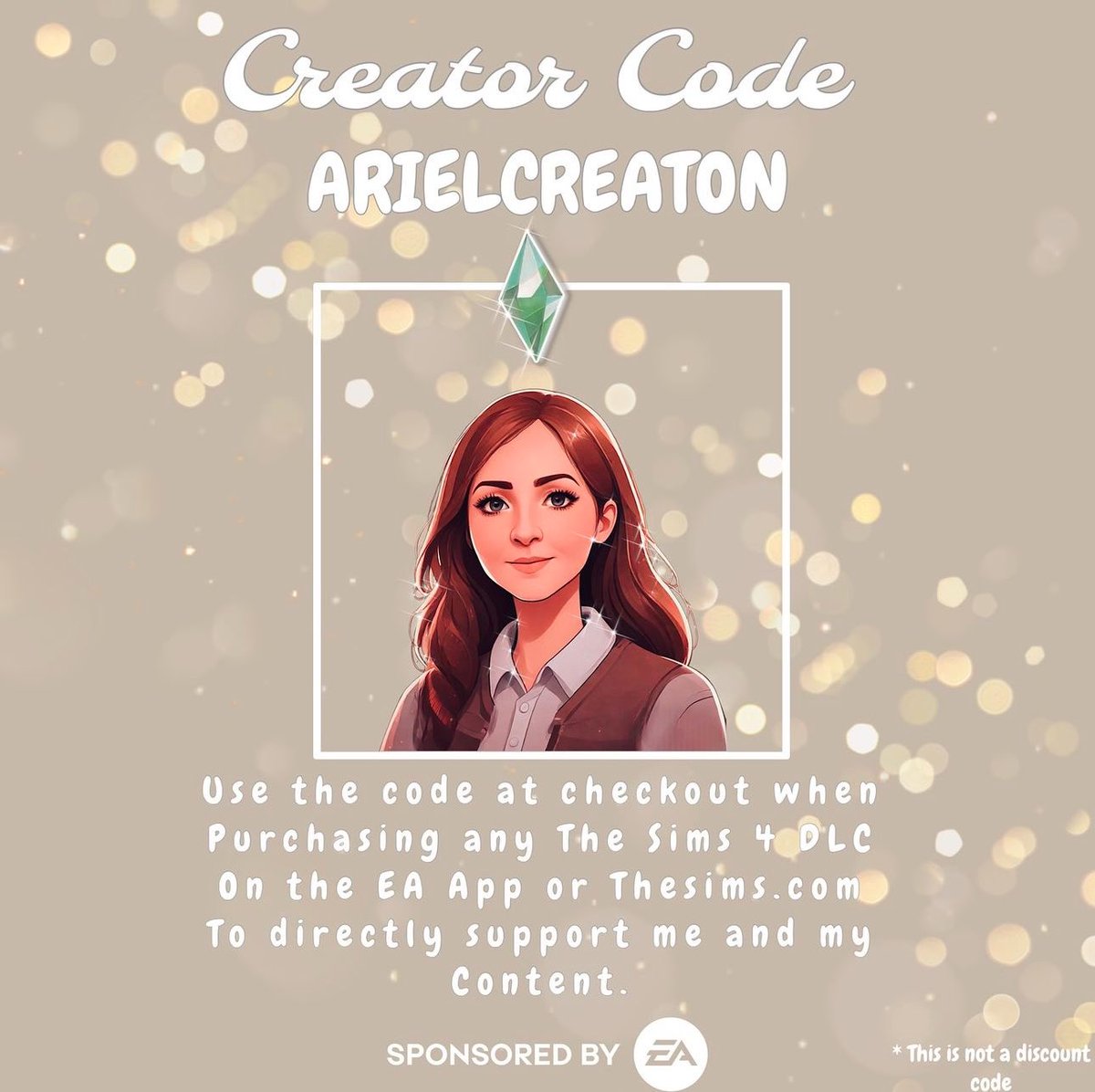 ArielCreation's tweet image. โ๐ ๐๐๐๐๐๐ฃ๐ค ๐
I had the chance to be a part onto the EA Affiliate program ! Thanks to the #eacreatornetwork !
You can now support me by using the code ARIELCREATION at checkout when purchasing any Sims on the EA APP or thesims.com .
#eapartner #thesims