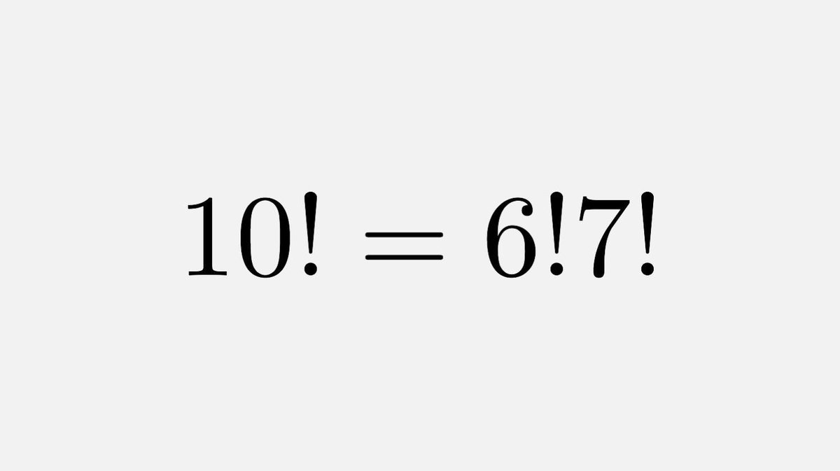 This is the only known solution to n! = a!b! apart from the general pattern, (n!)! = n!(n! - 1)!