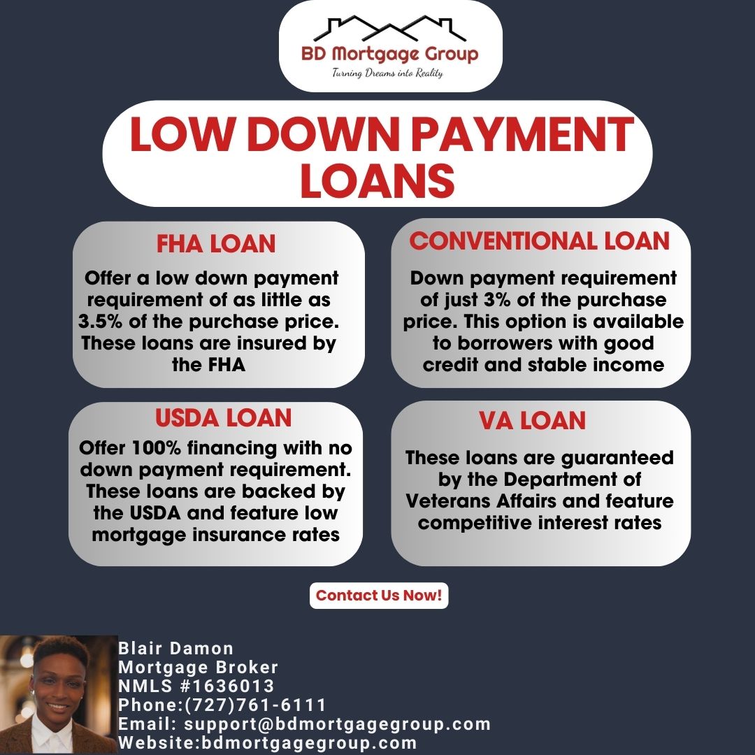 MortgageBd's tweet image. Think you need 20% down to buy a home? Think again!
There are plenty of low down payment options available. Homeownership might be closer than you think! Ready to explore your options? Let’s chat!

#HomeBuying #LowDownPayment #MortgageTips