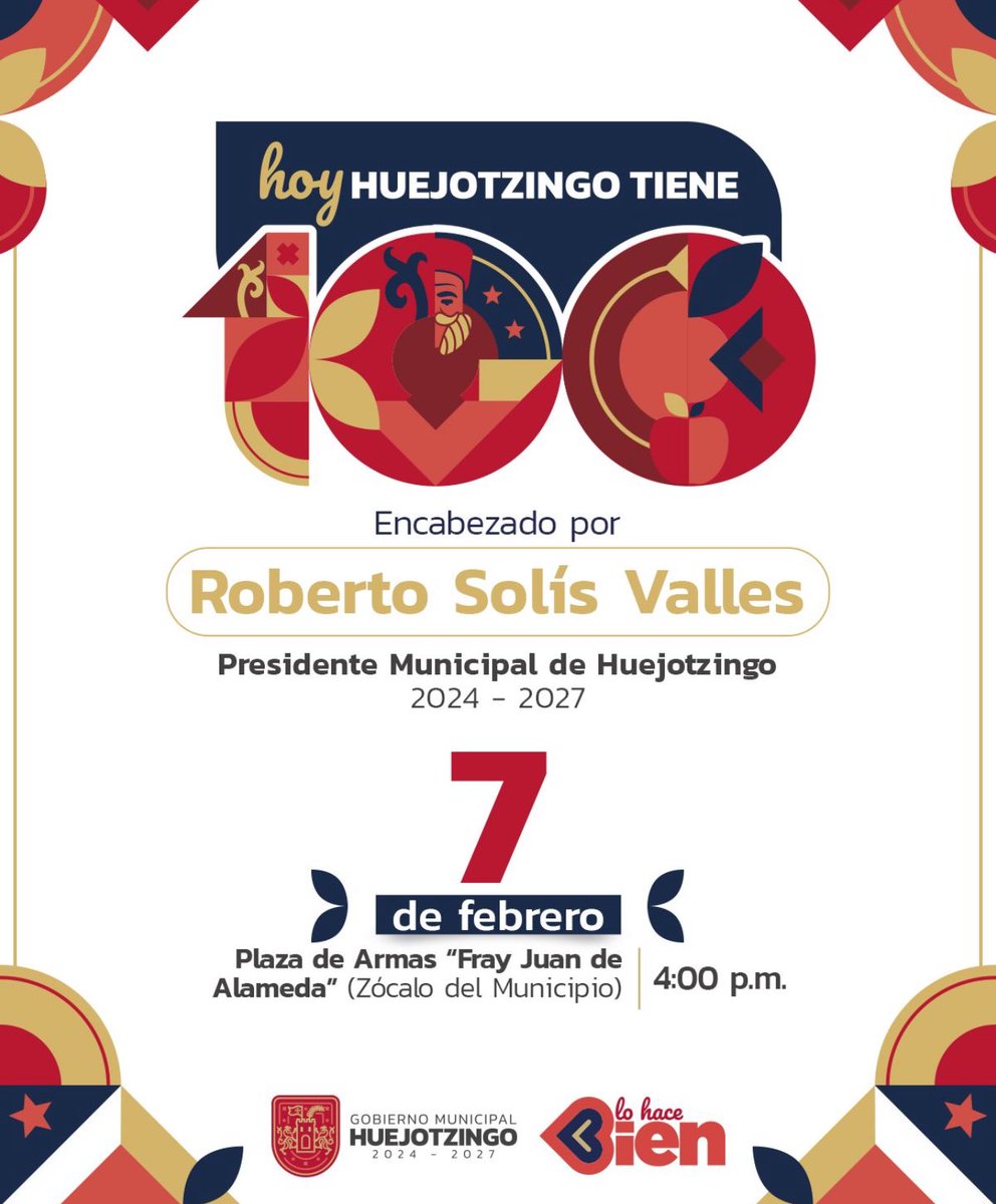 📢 Informe de los primeros 100 días de gobierno

El Presidente Municipal de Huejotzingo, <a href="/robertsolisvall/">Roberto Solís</a>, presentará los resultados de su administración en este primer tramo de gestión.

📅 Fecha: 7 de febrero
⏰ Hora: 16:00 hrs.
📍 Lugar: Plaza de Armas “Fray Juan de Alameda”